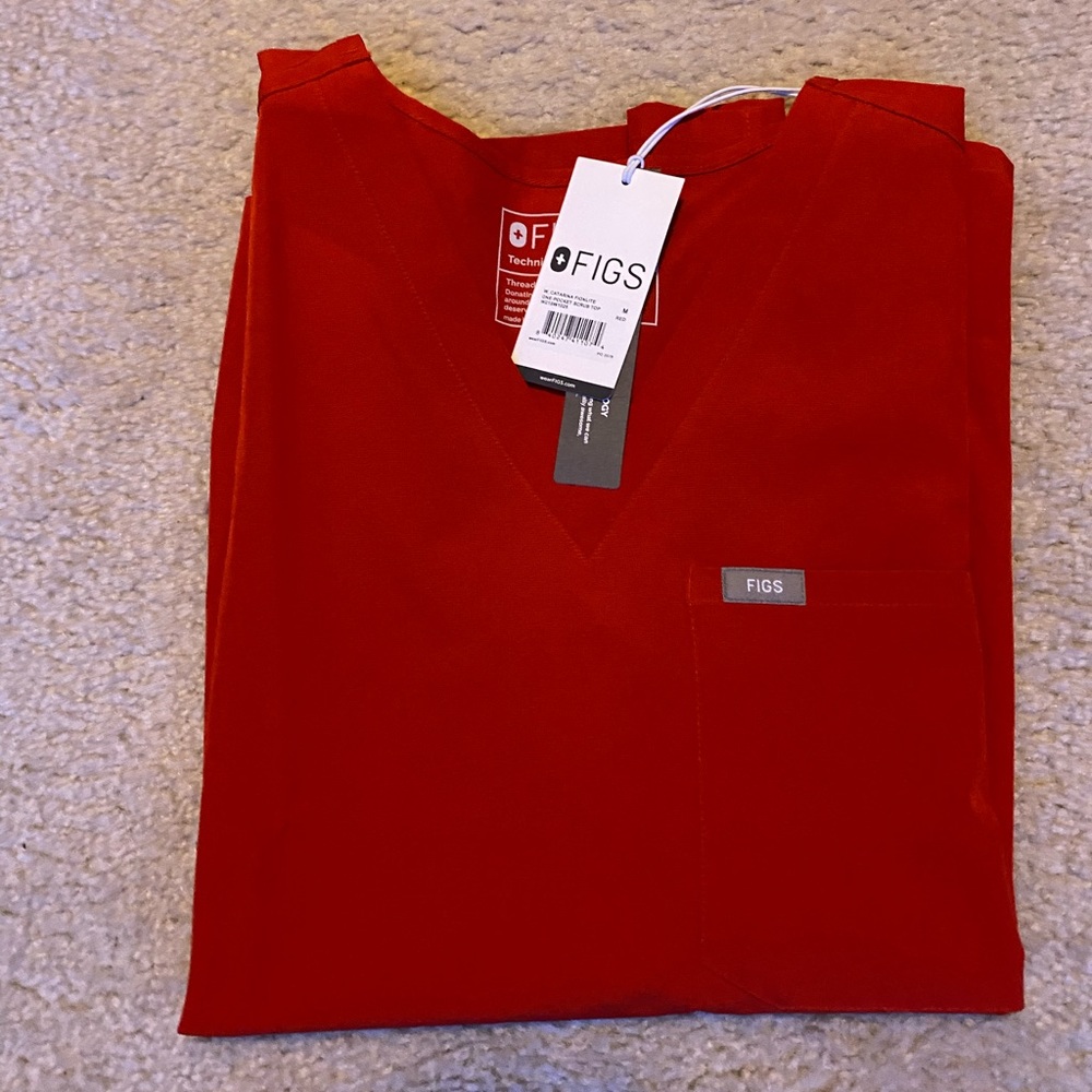 Figs Catarina, M size, in ‘awesome’ red.  PO #2078